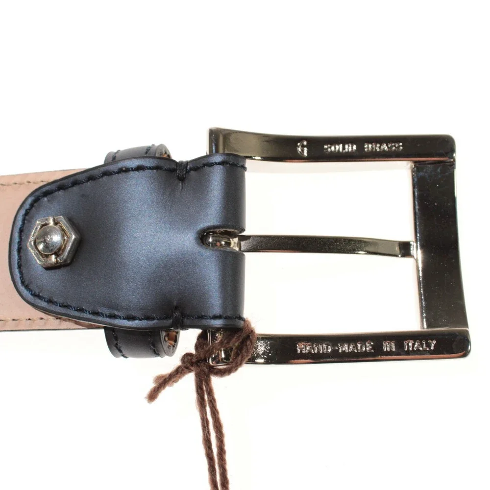 Di Bianco NWT Cut to Size Dress Belt In Solid Navy Blue Leather One Size